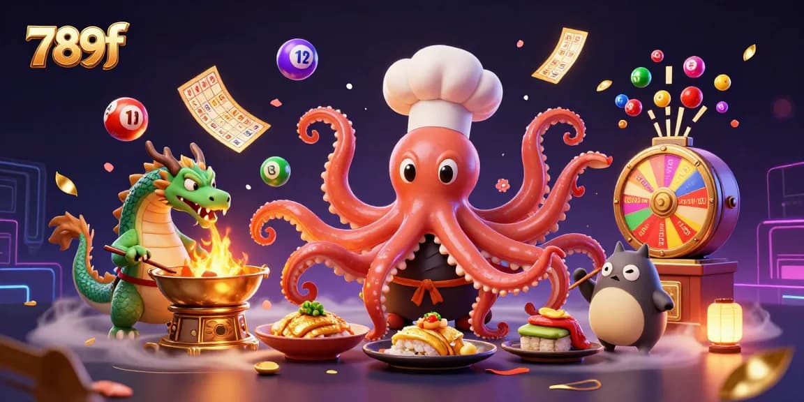 Engage with 789f as a vibrant, thrilling casino illustration featuring dynamic games, colorful lottery balls, and enticing prize elements.