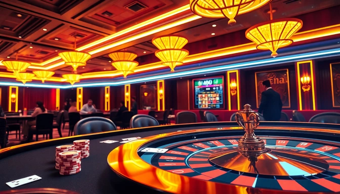 Tải Bomwin: Engage with thrilling casino gameplay amidst luxurious surroundings.