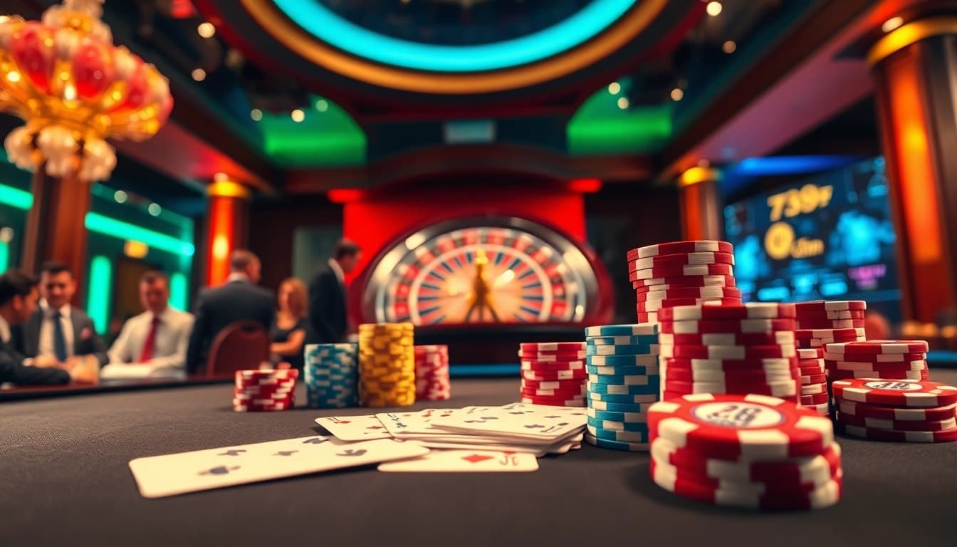 Exciting gaming experience at 789f.com with poker, roulette, and luxury casino elements.