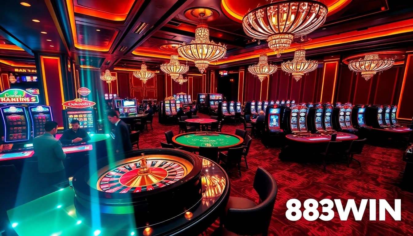 Players enjoying vibrant casino games at 58WIN with engaging slot machines and poker tables.