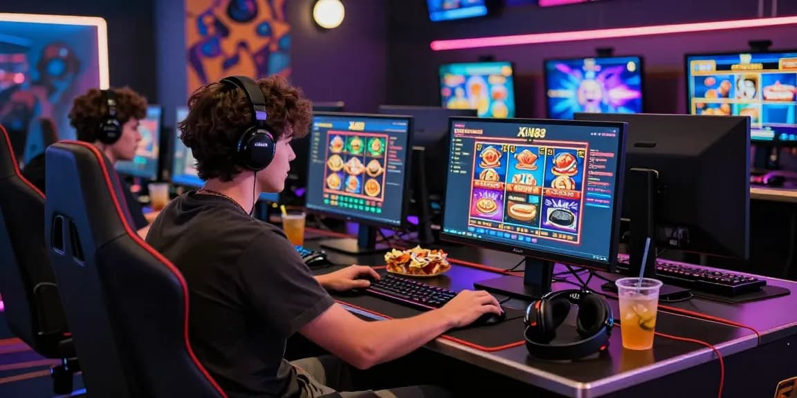 Exciting XN88 gaming scene featuring a player engaged in colorful online casino games and vibrant atmosphere.