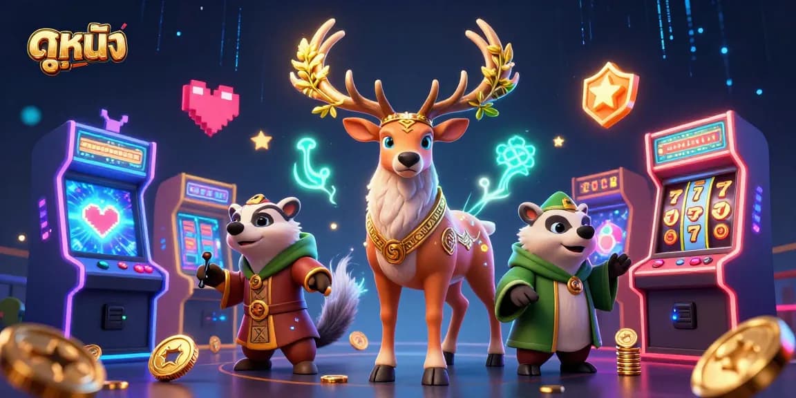 Engage in ดูหนัง fantasy world filled with vibrant casino elements and characters in action.