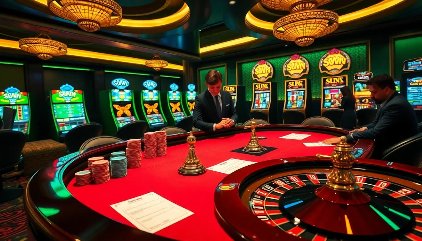 Experience thrilling poker action and vibrant slot machines at Sun win's luxurious casino.