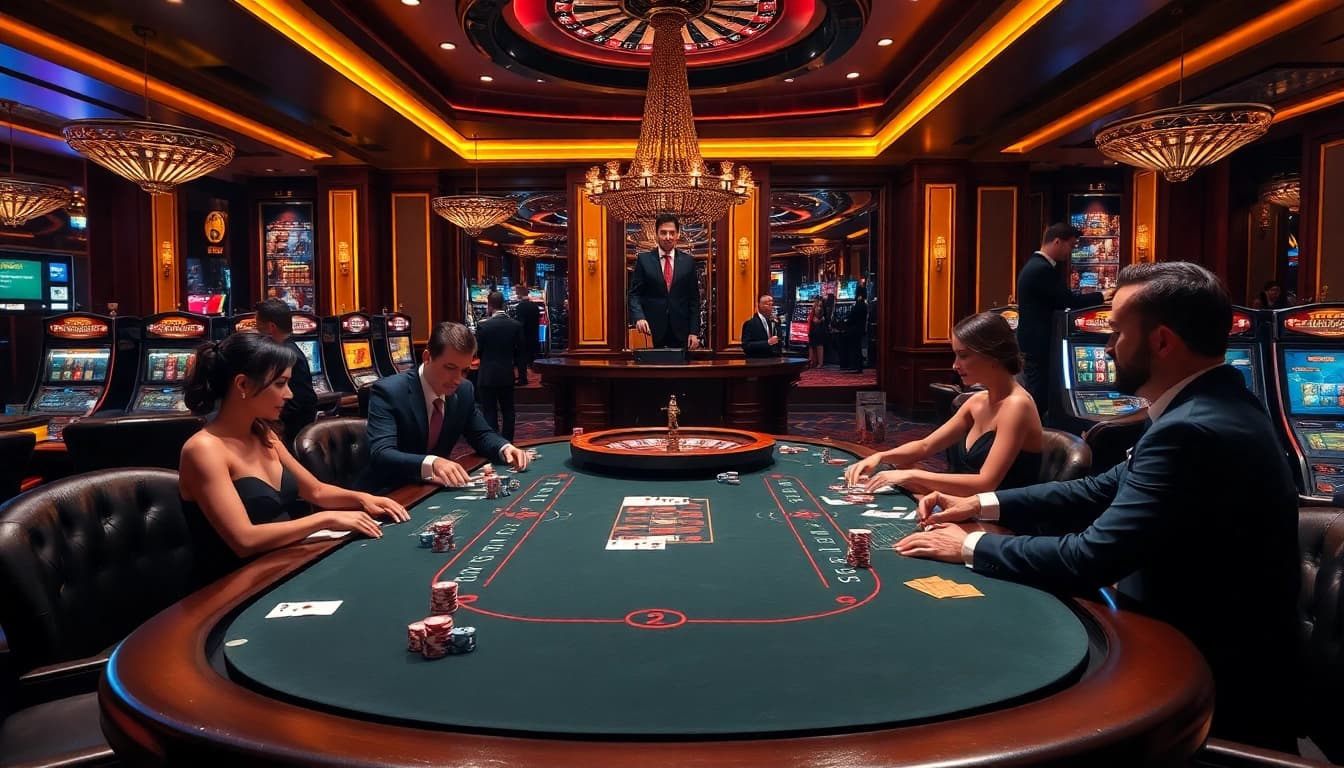 Exciting poker game at 888vi.biz with vibrant chips and cards on a luxurious table.