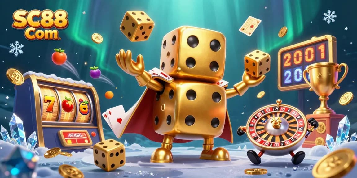 Engage with SC88 Com's dynamic gaming atmosphere featuring vibrant casino elements and lively characters.