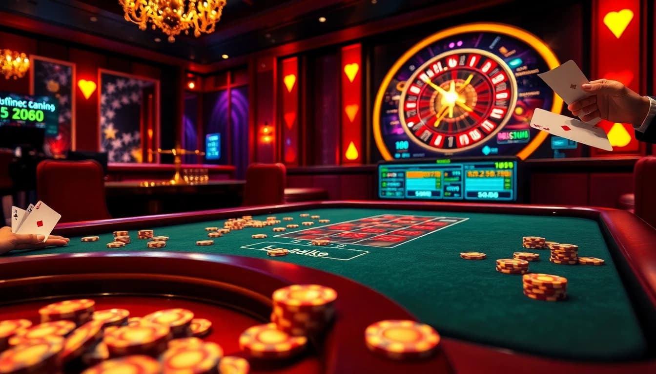 S8-themed casino gaming table with high-end poker chips and roulette wheel, reflecting luxury and excitement.