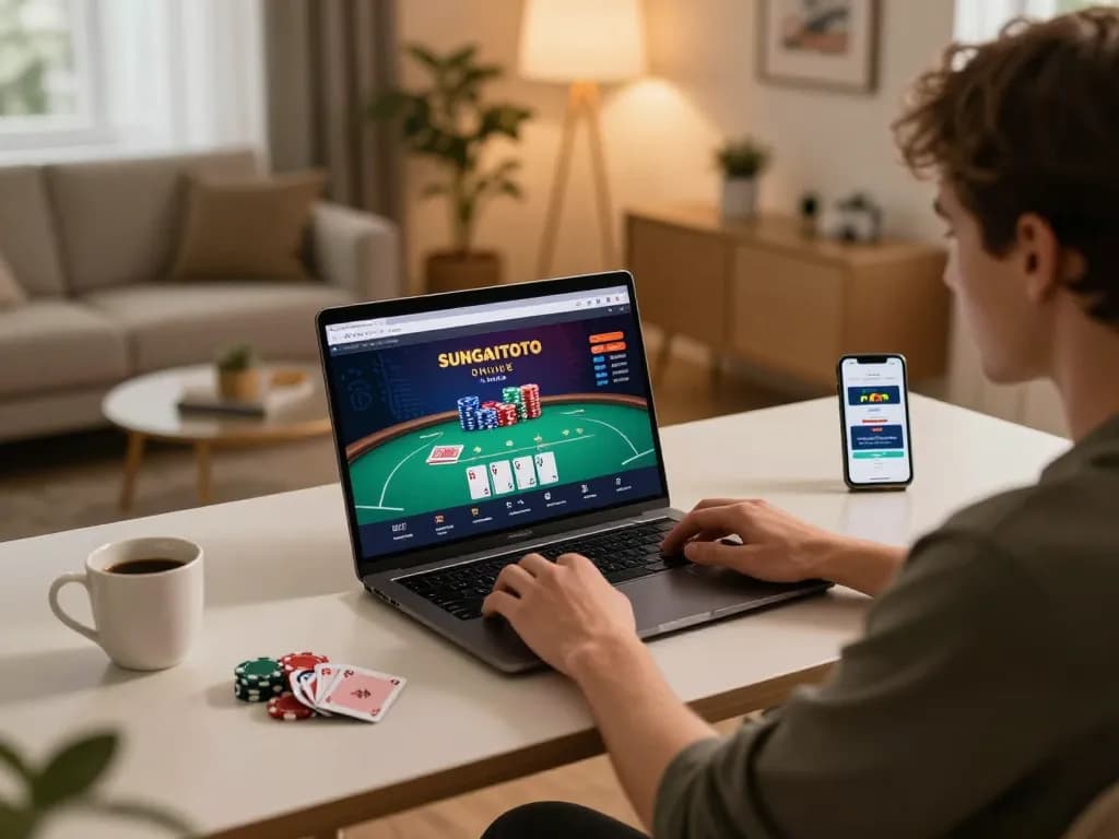 sungaitoto login interface displayed on laptop during an active online gaming session