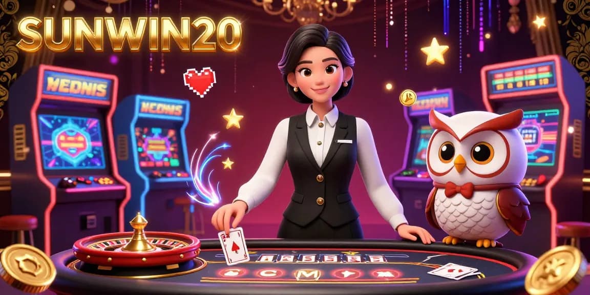 Experience thrilling games with SUNWIN20 at a lively casino featuring a dynamic dealer duo.