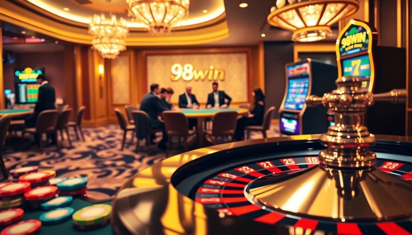 Experience the vibrant thrill of 98win's online casino with roulette, poker, and slot excitement.