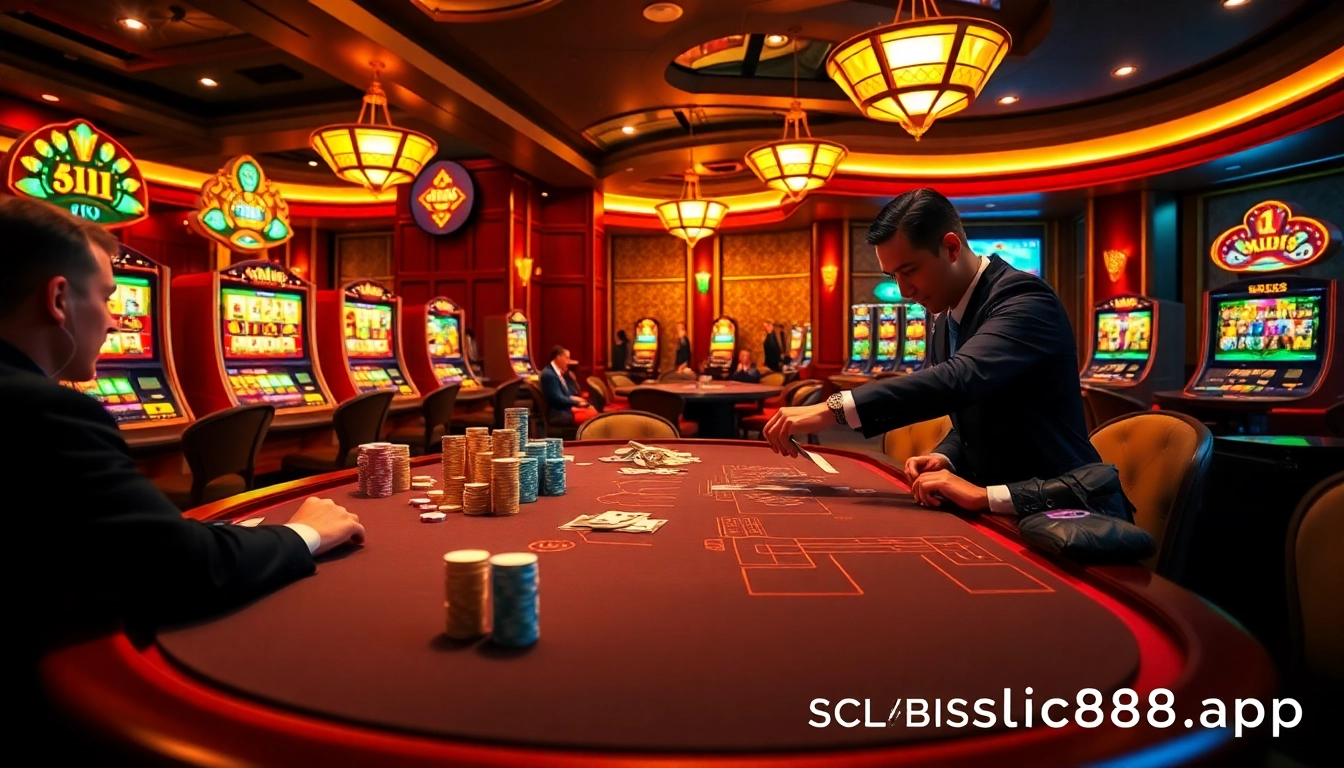 Experience the thrill of winning at https://sclub88.app/ with a vibrant casino gaming table full of excitement.