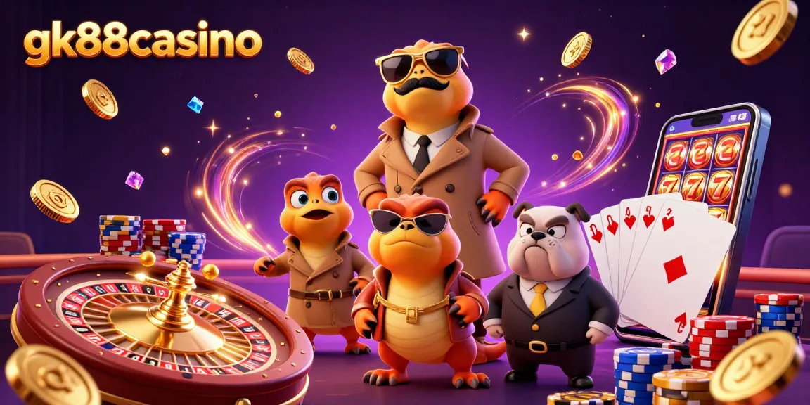 Experience the excitement at gk88casino with playful raptors in a VIP entrance scene.