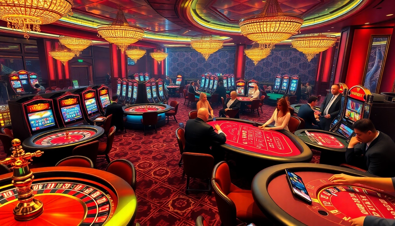 Experience high-stakes gaming at THABET casino with vibrant tables and excited players.