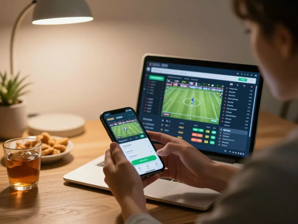 Place live bets on RR88 using a smartphone app in a cozy home setting with snacks