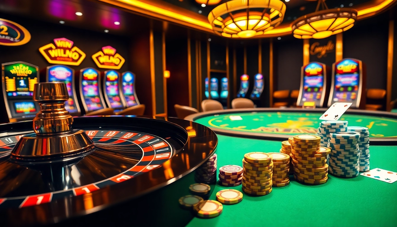 Win big at https://zx88.buzz/ showcasing a luxurious casino scene with roulette and poker excitement.