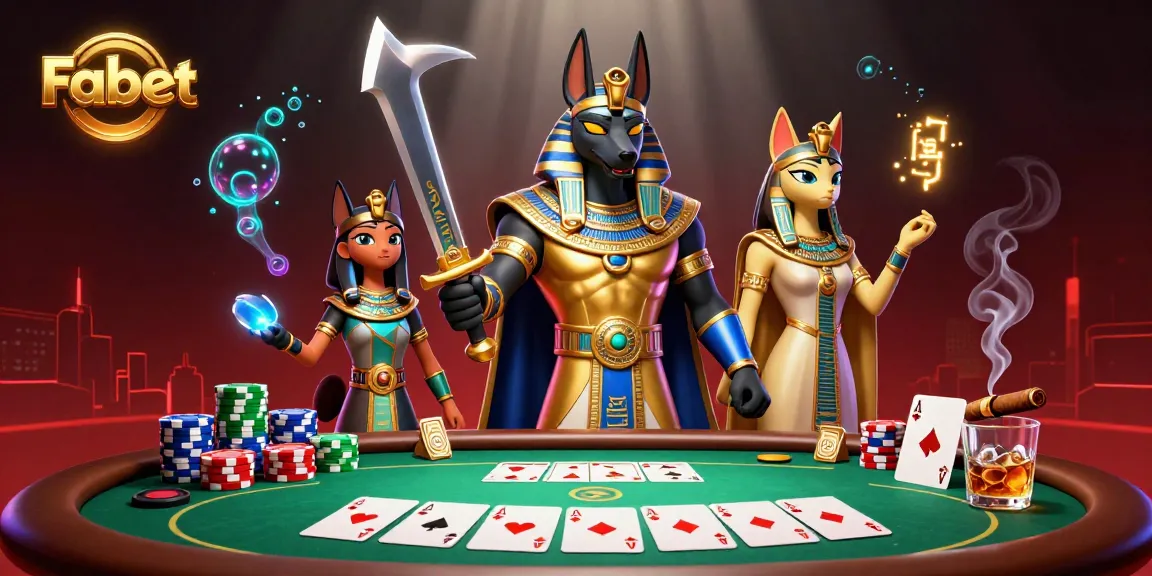 Engage with Fabet's vibrant poker scene featuring Anubis and Bastet in action!