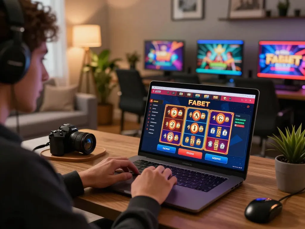 Experience thrilling gameplay at Fabet with a cozy online casino setting, showcasing diverse gaming options.