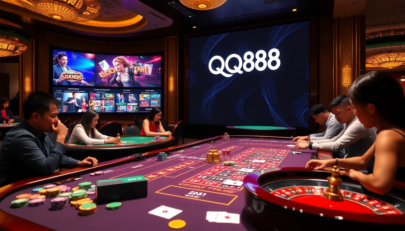 Experience thrilling gameplay at QQ88 casino with vibrant tables and exciting betting options.
