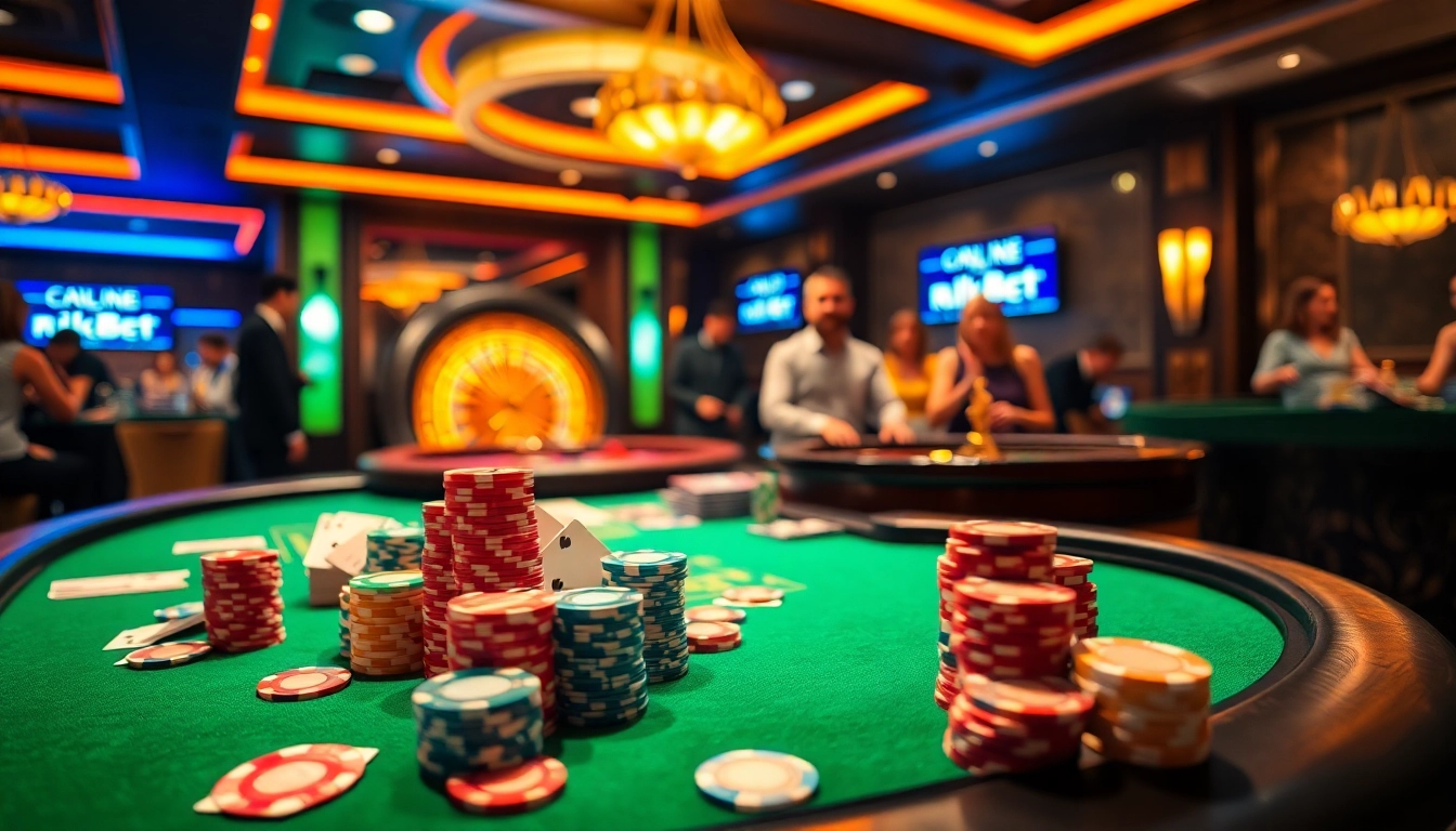 Experience the thrill of betting at nhà cái rikbet with a vibrant casino scene filled with chips and cards.