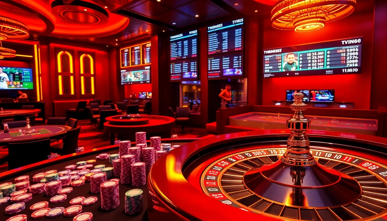 Engaging casino atmosphere with Twin68 featuring poker chips and roulette for thrilling gameplay.