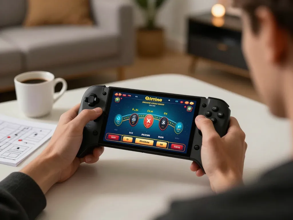 Player strategizing while enjoying blackjack on Situs Casino online in a cozy home setting