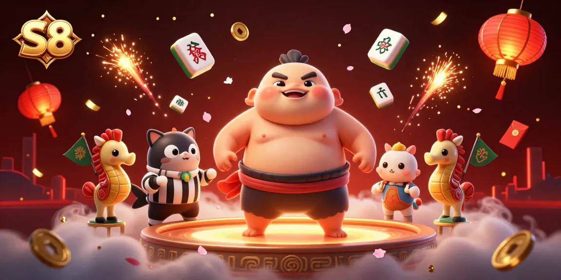 Watch the S8 underwater casino match with fugu sumo wrestling, catfish referee, and festive elements.