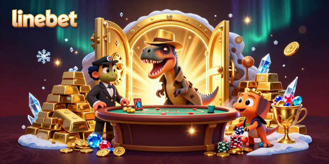 Experience thrilling linebet action with cartoon dinosaurs in a vibrant online casino scene.