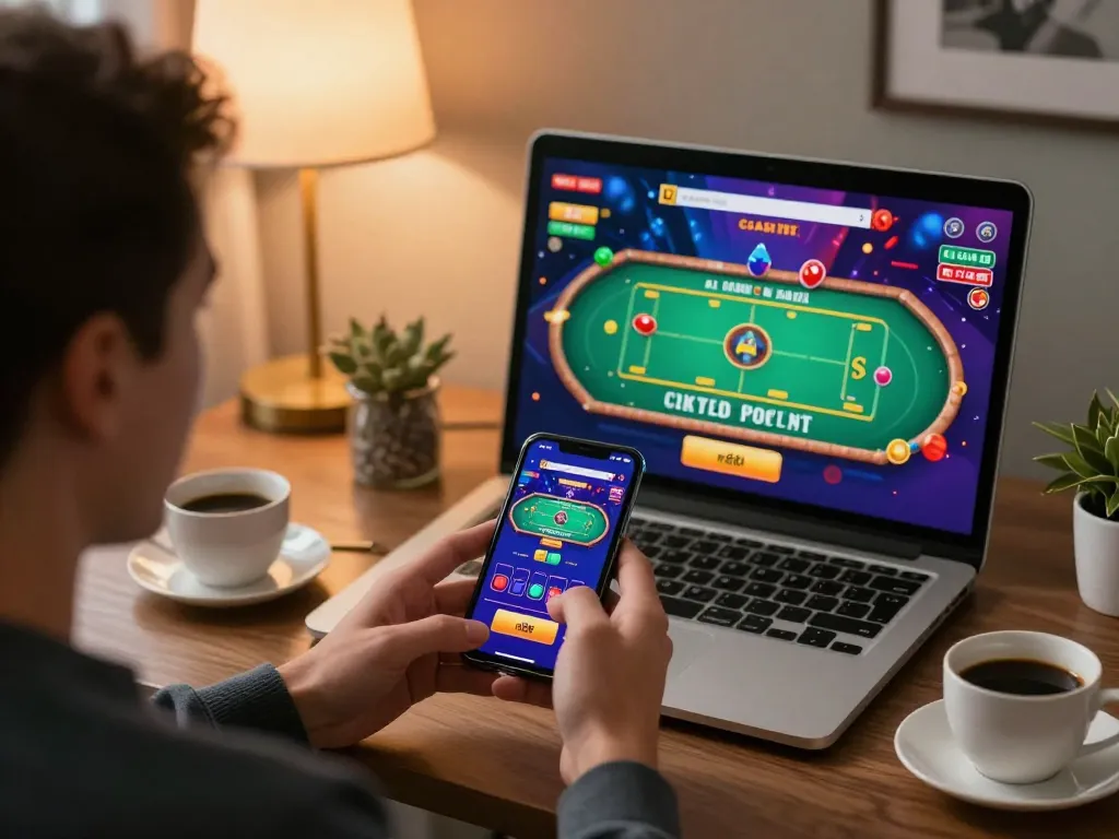 Engaging with n88 casino app while enjoying a cozy home atmosphere and exciting gameplay.