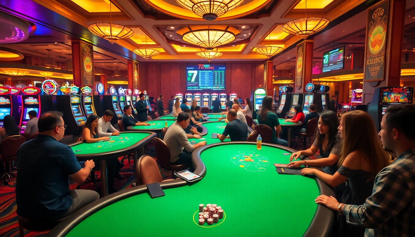 79KING casino showcasing vibrant games and engaged players, emphasizing excitement and professionalism in gambling.
