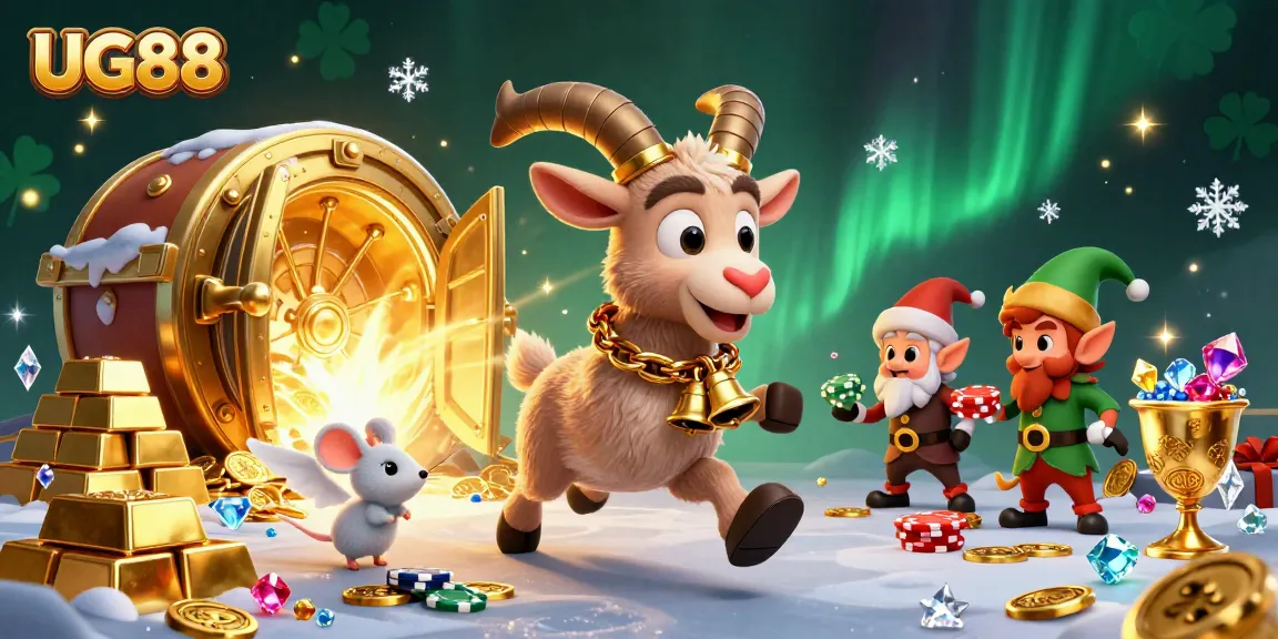 Experience the thrill of UG88 as festive characters navigate a holiday-horror casino atmosphere.