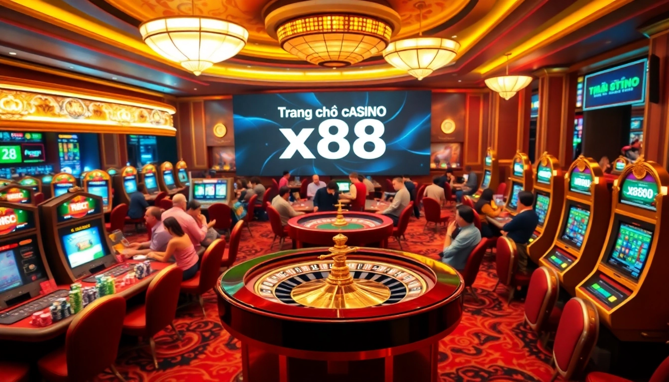 Experience the excitement of Trang chủ x88 with dynamic gaming elements in a luxurious casino setting.
