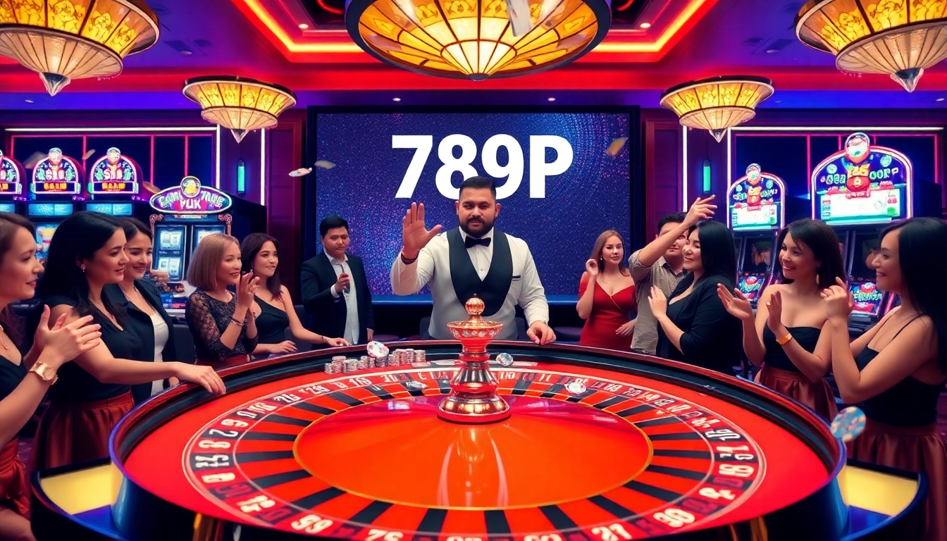 Exciting players engaging at a lively roulette table in 789P casino atmosphere.