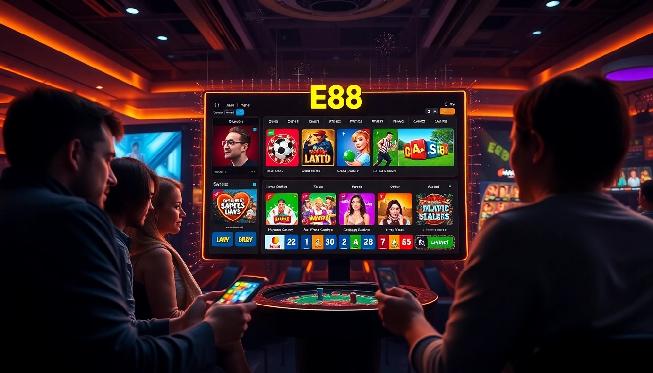 E88's innovative online gambling platform showcasing various game options and a diverse community of players.