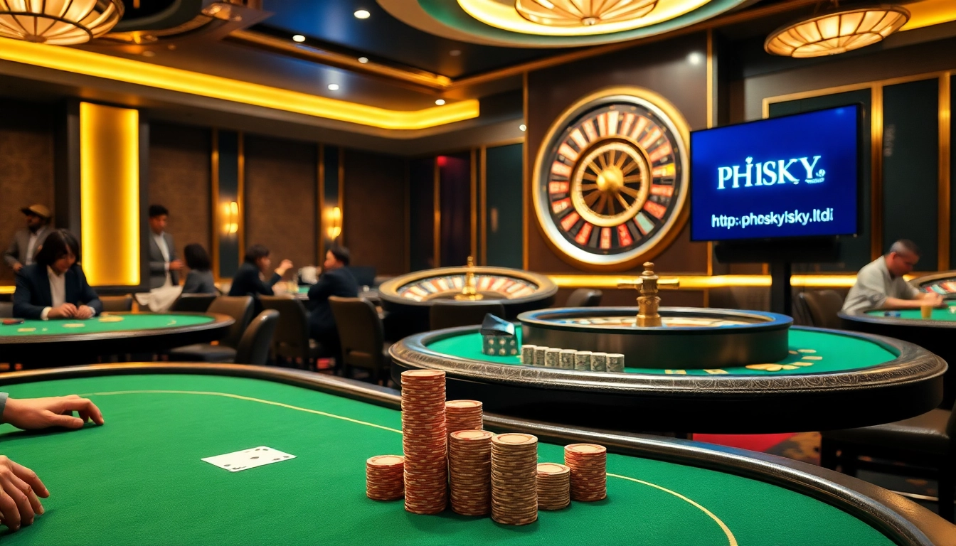 Experience the thrill at https://phsky.ltd/ with an elegant casino table set for high-stakes poker.