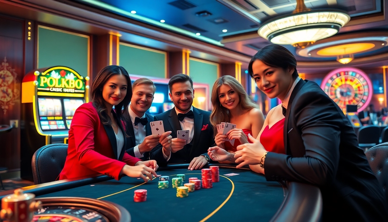 Players engaging in high-stakes poker at go88 casino, with vibrant chips and cards.