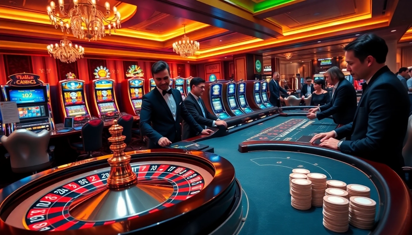 Exciting gameplay scene at rr88 chính thức casino featuring roulette and poker activities.
