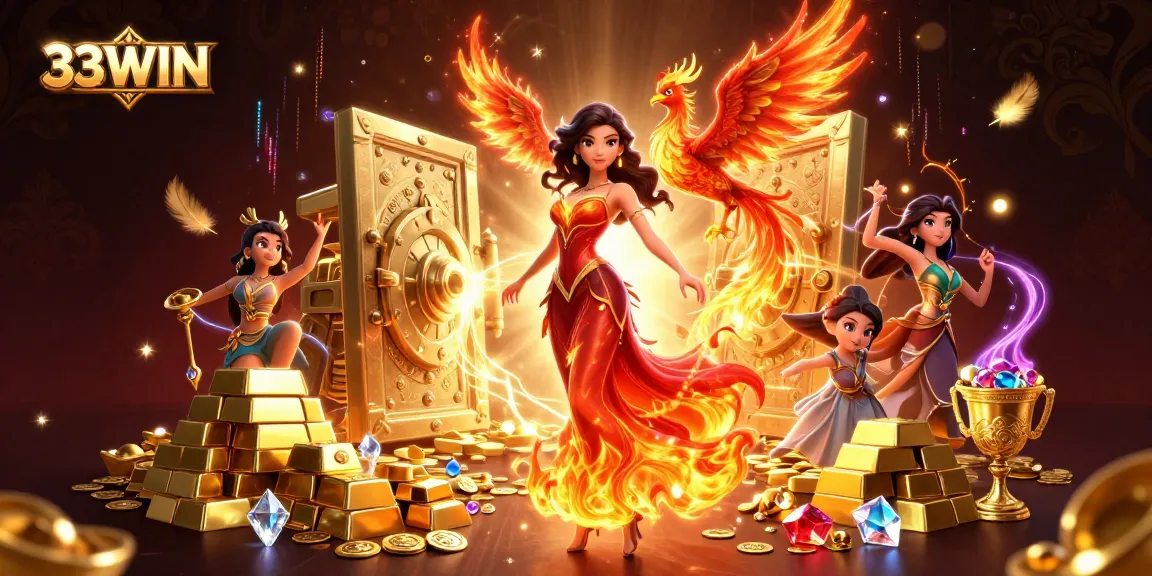 Experience exciting gameplay with 33WIN's vibrant casino illustration featuring stunning visuals and dynamic elements.