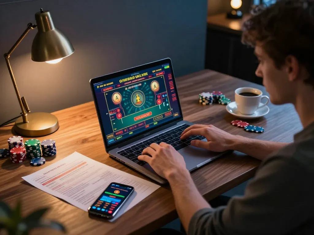 Experience fabet's exciting online gaming options with a player engaged in strategic betting.