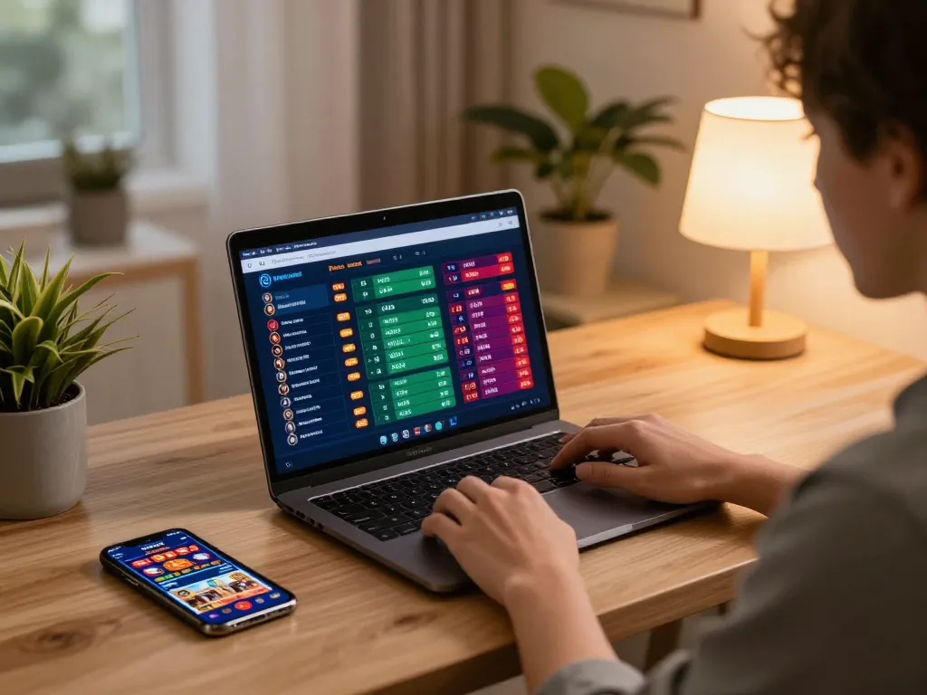 Experience thrilling online betting at Xin88 on a laptop while enjoying a cozy home setup