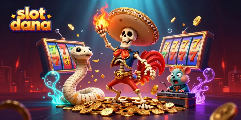 Experience thrilling spins in slot dana with a victorious dancing mariachi rooster and golden jackpots!