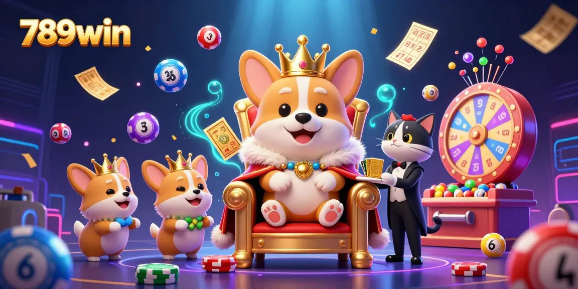 Win big at 789win with vibrant lottery balls and an extravagant casino scene showcasing fun and excitement.