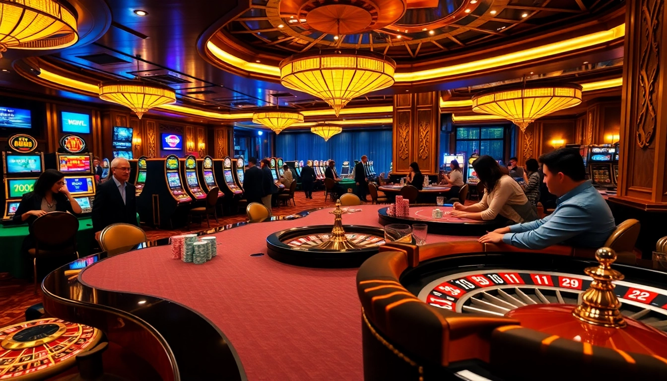 KJC's luxurious casino atmosphere with exciting poker games and vibrant slot machines.