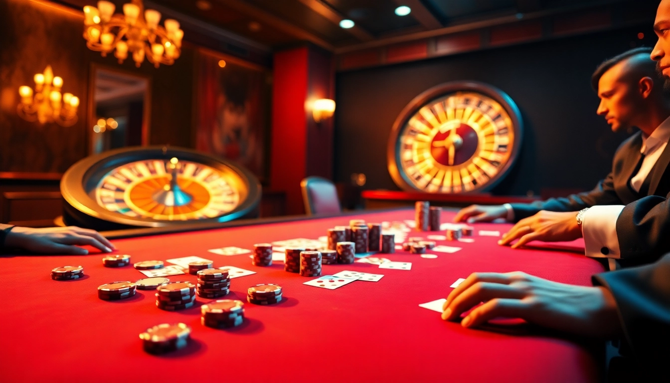 Players engage at a luxurious poker table while enjoying the excitement at https://jtg88.com/ casino.