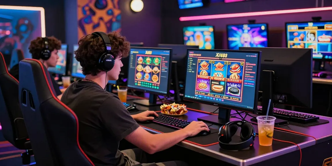 Exciting XN88 gaming scene featuring a player engaged in colorful online casino games and vibrant atmosphere.