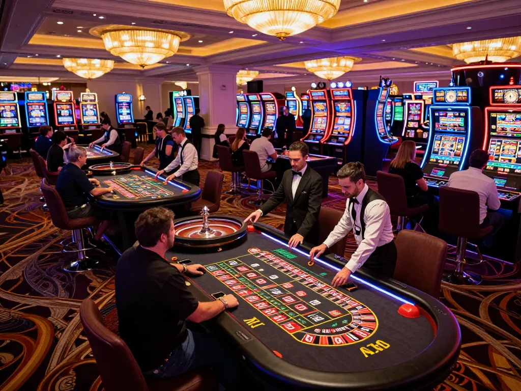 Players engaging at the RED88 roulette tables in a lively Las Vegas casino, showcasing excitement and strategy.