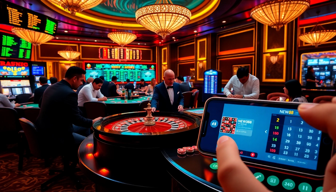 Experience thrilling gaming action at NEW88 with vibrant casino tables and professional dealers.