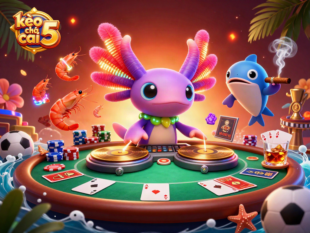 Experience the thrill of betting with kèo nhà cái 5 in this vibrant underwater casino scene.