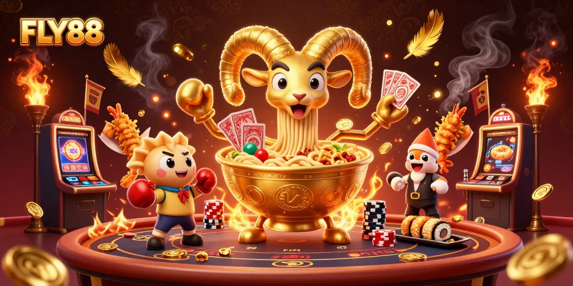 Experience the excitement at FLY88 with vibrant characters, casino elements, and a dynamic atmosphere.
