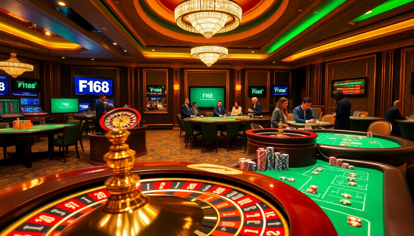 Experience the thrill of gaming at F168 with vibrant casino tables and lively action.
