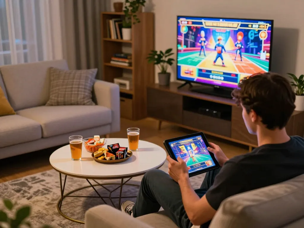 Engaging in thrilling slot gameplay on HELLO88's online platform at home with vibrant visuals