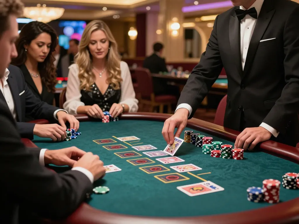 Players engaged in high-stakes gameplay at SC88 blackjack table in a luxurious casino